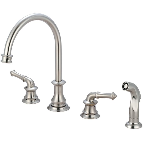 Pioneer Industries Two Handle Kitchen Widespread Faucet, Compression Hose, Nickel 2DM201-BN - main